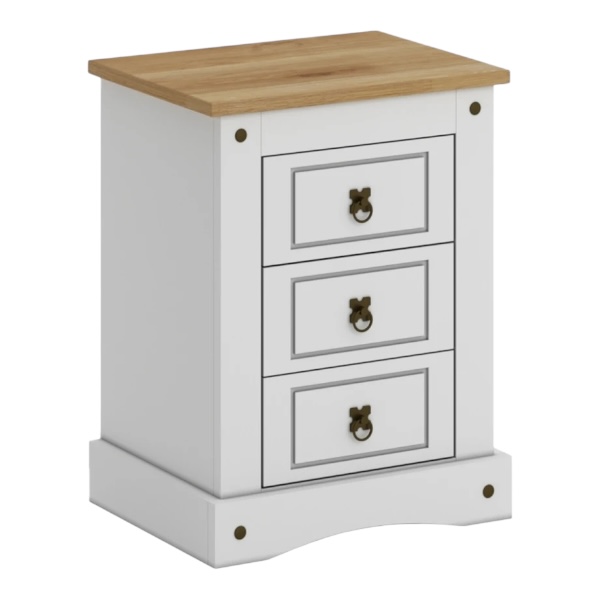 Mesa de luz 3 Cajones Línea Mexicana MEX036 Blanco