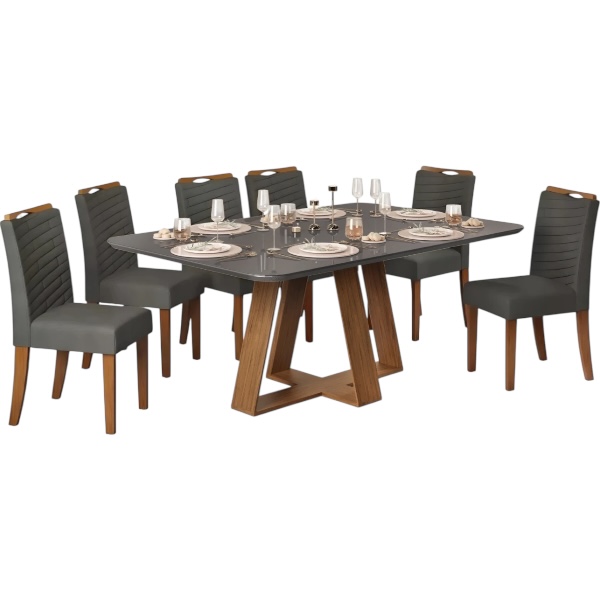 Juego De Comedor 6 Sillas Celeste Gris